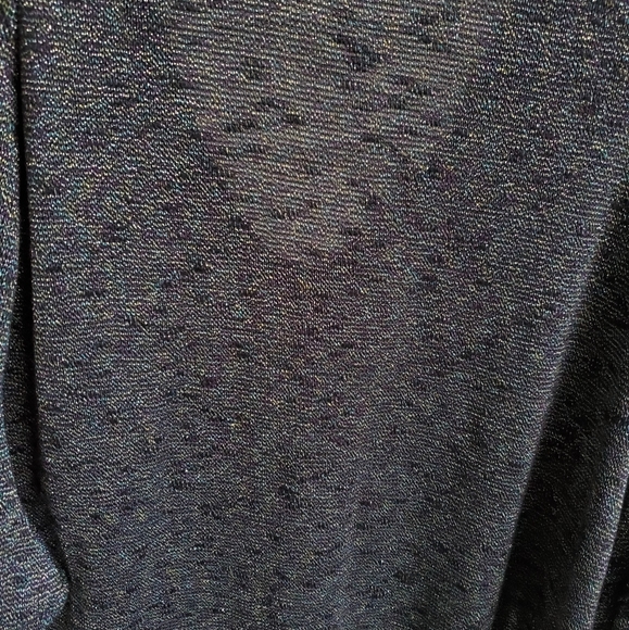 Buckle 3/4 Lace-sleeve Scoop Neck V-back Shimmery Rainbow Metallic Thread Tunic - Picture 7 of 16